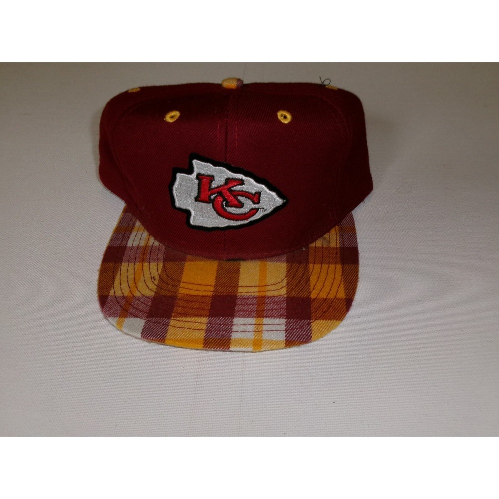 KANSAS CITY CHIEFS PLAID 90S SNAPBACK 00S HAT CAP VINTAGE DEADSTOCK H3